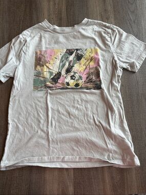 GAP White Tee with Colorful Soccer Graphic